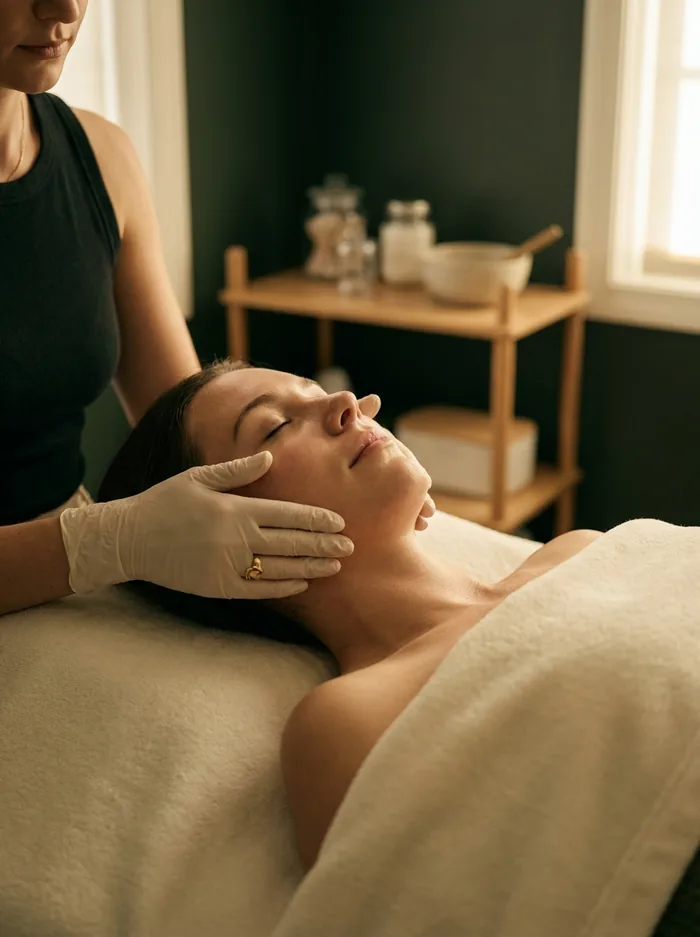 Licensed master esthetician performing a hands-on sculpting facial at Altru Radiance studio in Murray, Utah